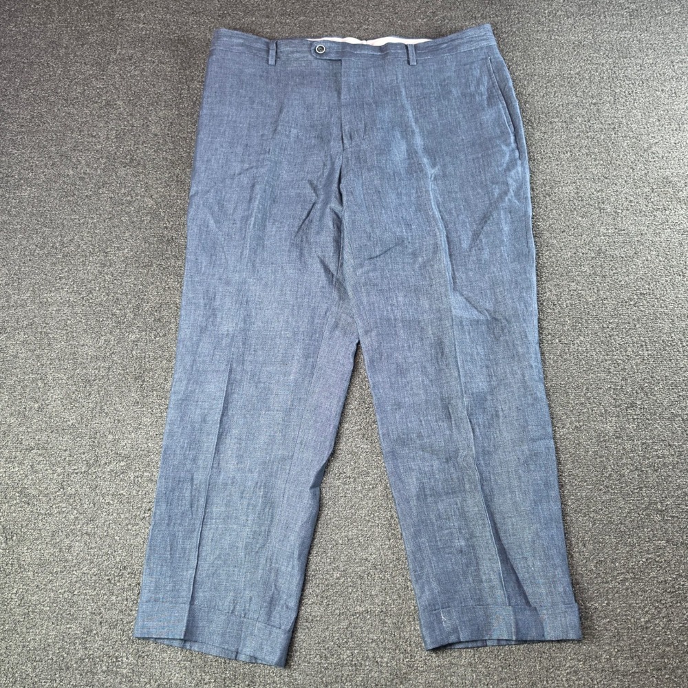 Joseph Abboud Heritage Dress Pants Blue Mens 38x28 Angelico Linen Trousers Work